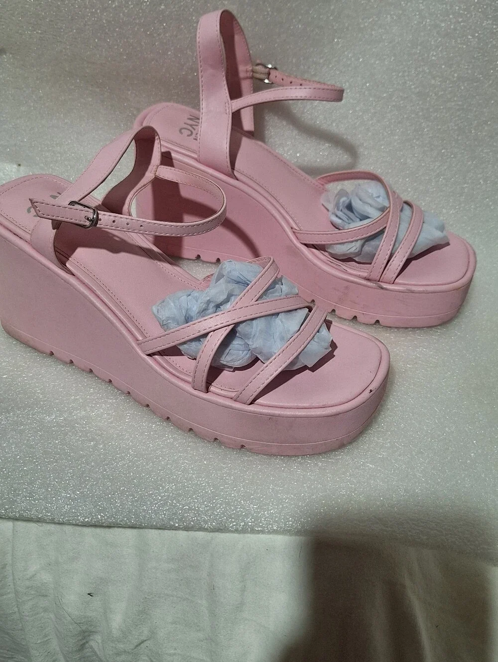 Pink Platform Wedge Sandals - Women